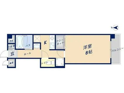 ポレール新石切(1K/1階)の間取り写真