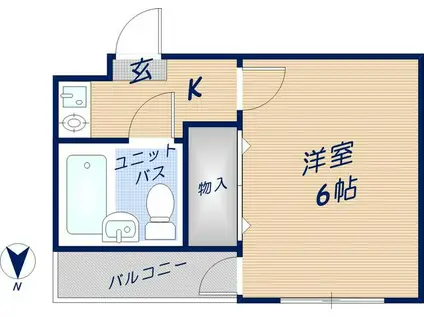 ベルハイムKS(1K/2階)の間取り写真