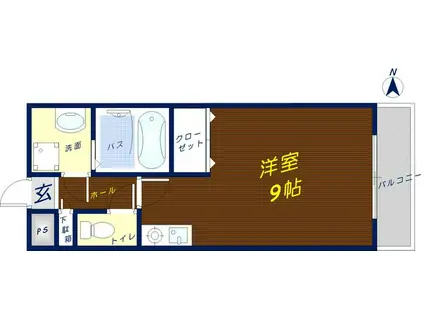 サニーヴィラジェミー(ワンルーム/2階)の間取り写真