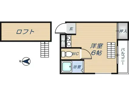 フォンタルファイブ(ワンルーム/1階)の間取り写真