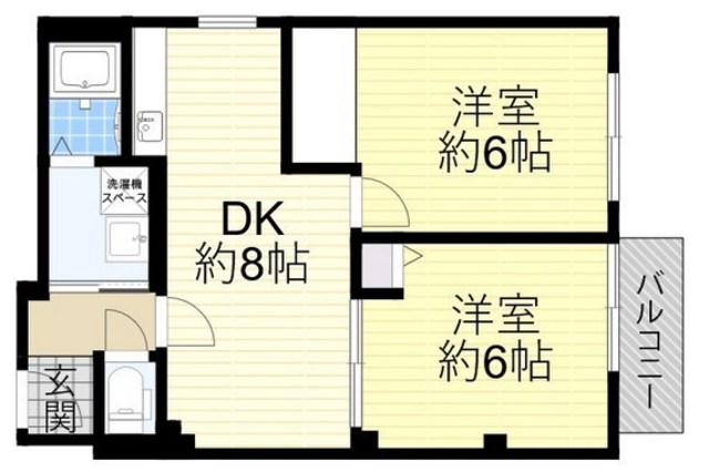 ハイム グランシャリオ(2DK/2階)の間取り写真