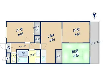 アイプラザ(3LDK/2階)の間取り写真