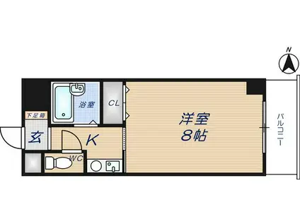 ウィングコート東大阪(1K/3階)の間取り写真