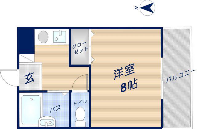 エンフェル石切(1K/2階)の間取り写真