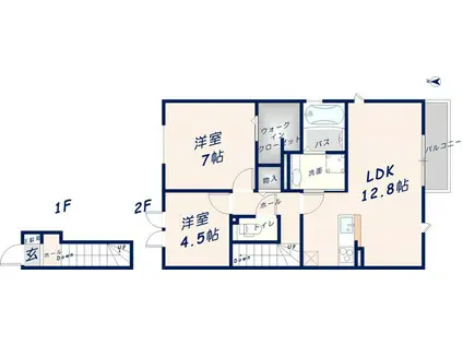 グレース A棟(2LDK/2階)の間取り写真