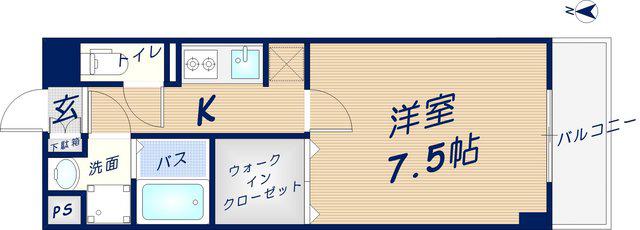 ピアチェーレC(1K/1階)の間取り写真
