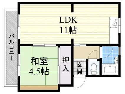 SERIE東大阪(1LDK/4階)の間取り写真