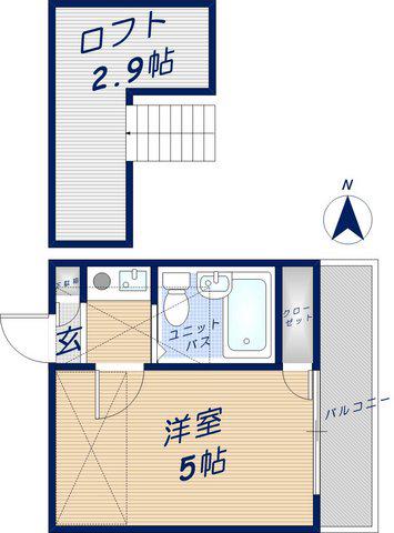 ハッピーヒルズ喜里川(1K/1階)の間取り写真