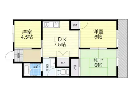メゾン瓜生堂(3LDK/3階)の間取り写真
