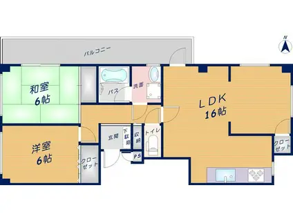 オーキッドヒルズ(2LDK/3階)の間取り写真