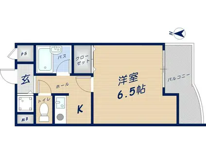 メルベーユ藤戸(1K/3階)の間取り写真