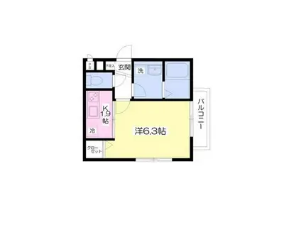 グレージュ山手Ⅱ(1K/2階)の間取り写真