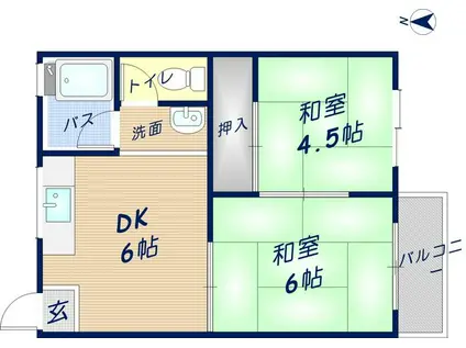 原ハイツ(2DK/2階)の間取り写真