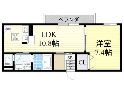 ドゥー・リュエルB(1LDK/2階)の間取り写真