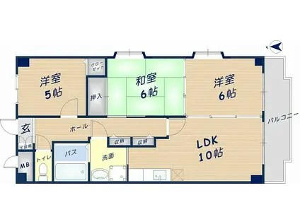 寿パート3(3LDK/4階)の間取り写真