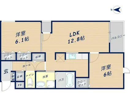 アルカディアⅠ(2LDK/4階)の間取り写真