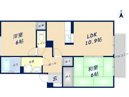 エスト・ステーブル(2LDK/2階)の間取り写真