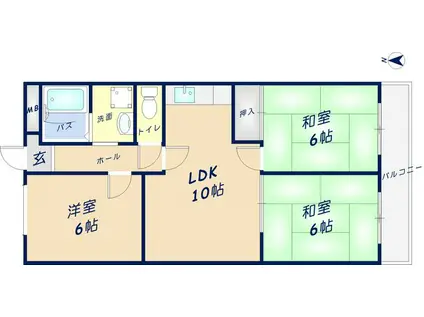 メゾンおおひがしマンション(3LDK/6階)の間取り写真