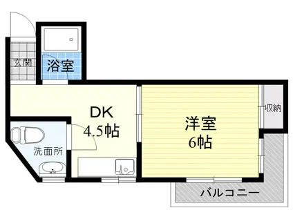サンハウス(1DK/3階)の間取り写真