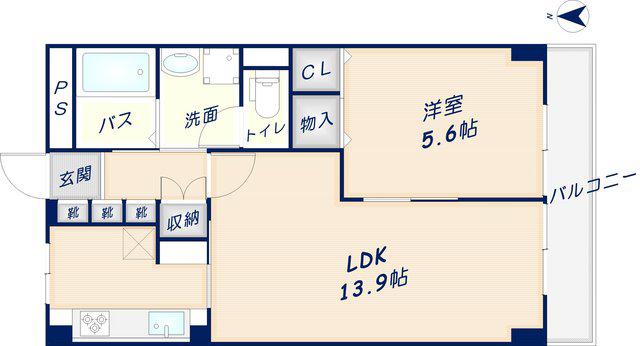 若草ハイツA棟(1LDK/3階)の間取り写真