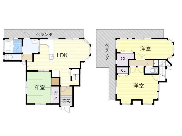 近鉄奈良線 石切駅 徒歩2分 2階建 築25年(3LDK)の間取り写真