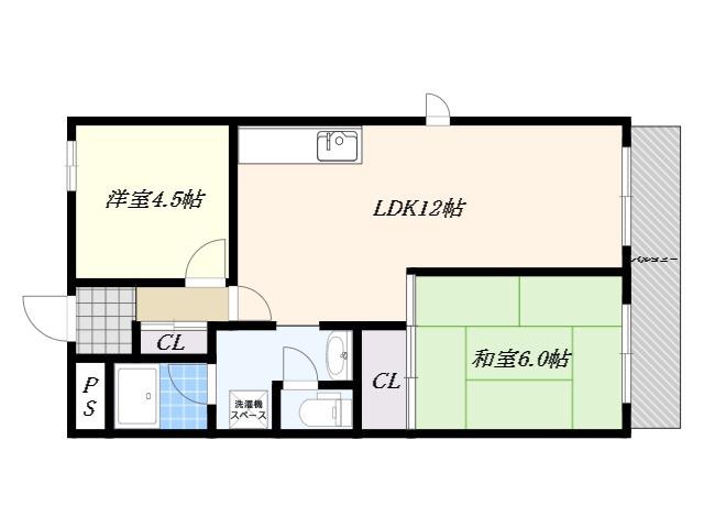 ウエストコート(2LDK/3階)の間取り写真