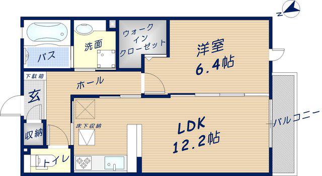 サンハイム花園(1LDK/1階)の間取り写真