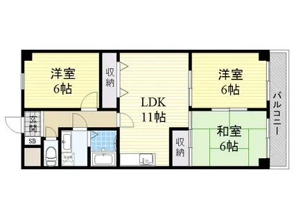 グランメール・シマノ(3LDK/4階)の間取り写真