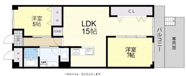 シロハイヌ今米(2LDK/1階)の間取り写真