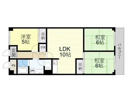 シロハイヌ今米(3LDK/4階)の間取り写真