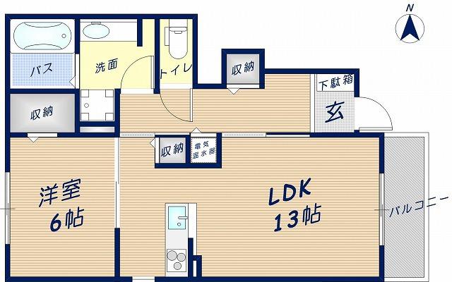 フォレストフィールド(1LDK/1階)の間取り写真