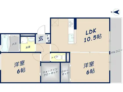 グレース中谷B(2LDK/2階)の間取り写真