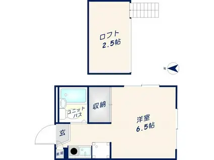 フローラ若草(ワンルーム/1階)の間取り写真