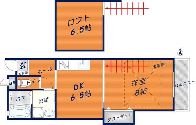 BRANC VERT(1DK/3階)の間取り写真