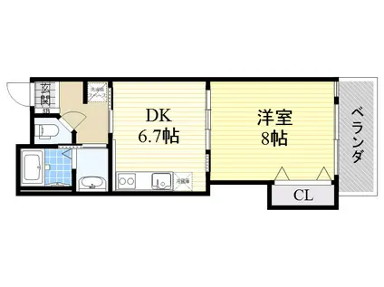 BRANC VERT(1DK/2階)の間取り写真