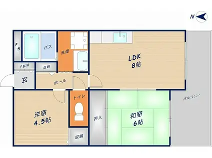 MAKE第8マンション(2LDK/3階)の間取り写真