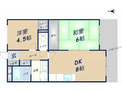 MAKE第8マンション(2DK/2階)の間取り写真