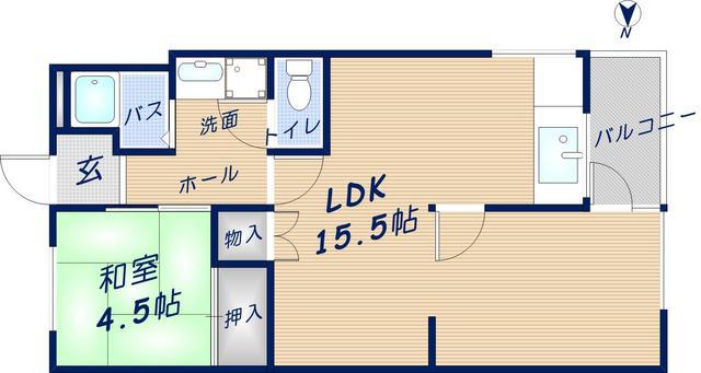 石切パークサイドマンション(2LDK/1階)の間取り写真