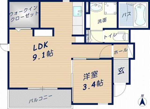 セレスコート花園(1LDK/1階)の間取り写真