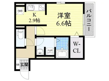 セジュール・ユイット西岩田(1K/2階)の間取り写真