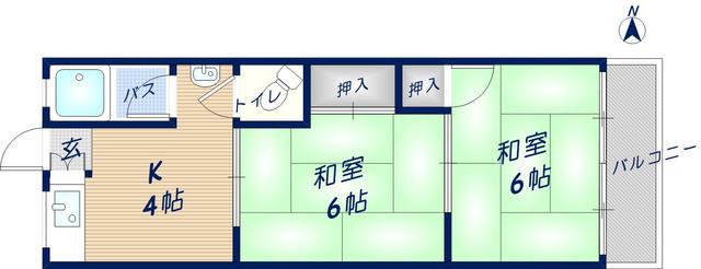 八栄マンション(2DK/3階)の間取り写真