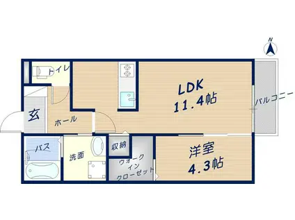 クレメント(1LDK/2階)の間取り写真