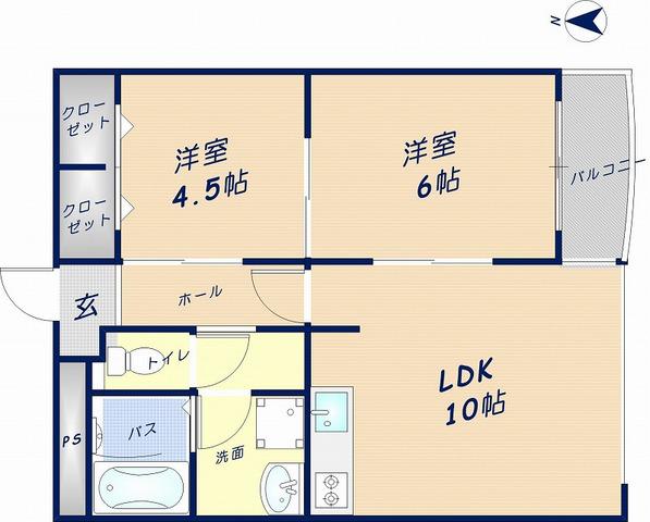 メゾンドくれえる(2LDK/3階)の間取り写真