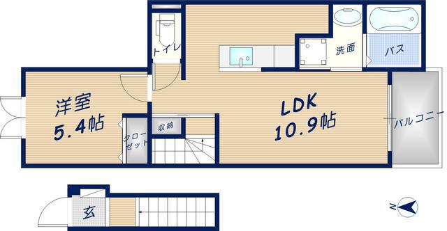 ノース ラポール(1LDK/2階)の間取り写真
