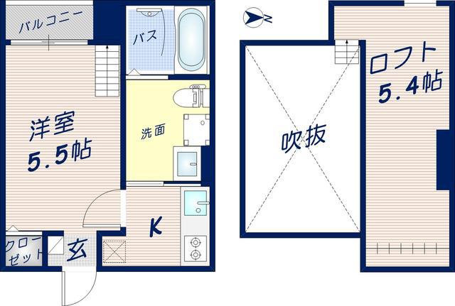 花園本町テラス(1K/1階)の間取り写真
