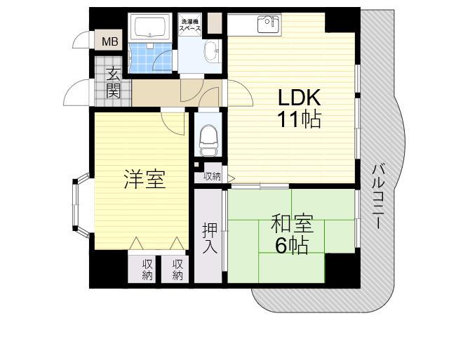フローリッシュ北田(2LDK/8階)の間取り写真