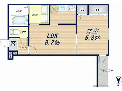 フジパレス河内花園2番館(1LDK/3階)の間取り写真