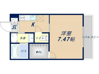K´S RESIDENCE瓢箪山(1K/3階)の間取り写真