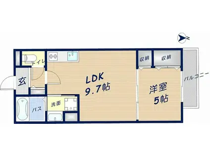 セレニティ松原(1LDK/3階)の間取り写真