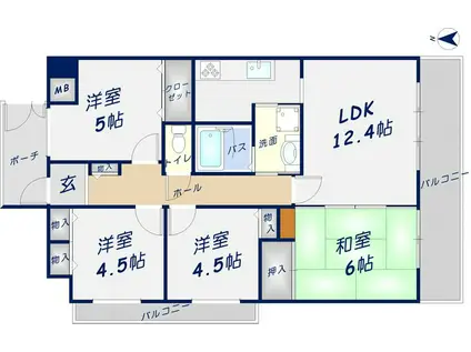 シティパーク瓢箪山(4LDK/9階)の間取り写真